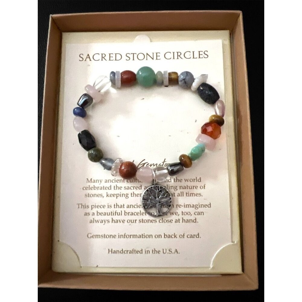 Stone Circle Studio Sacred Stone Circles Mixed Gemstone Stretchy Bracelet -USA